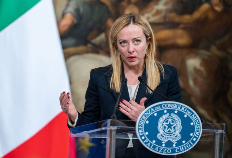 Europapress 5166370 02 May 2023 Italy Rome Italian Prime Minister Giorgia Meloni Speaks During