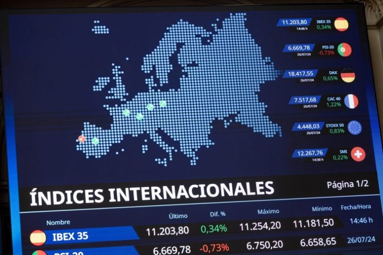 Europapress 6118096 Panel Ibex 35 Palacio Bolsa 29 Julio 2024 Madrid Espana Ibex 35 Iniciado
